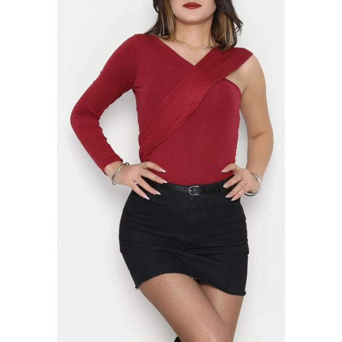 Tek Omuz Bluz Bordo - 1006.2119.