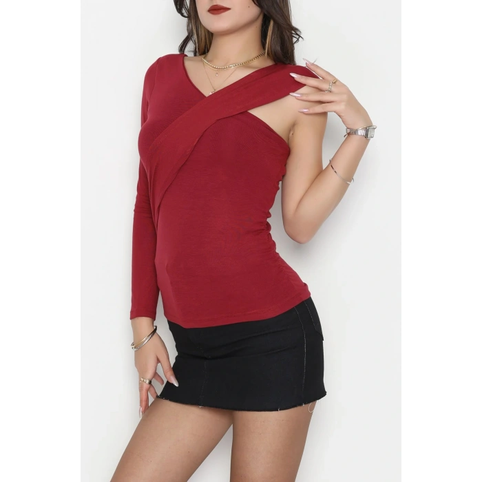 Tek Omuz Bluz Bordo - 1006.2119.