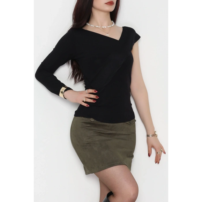 Tek Omuz Bluz Siyah - 1006.2119.