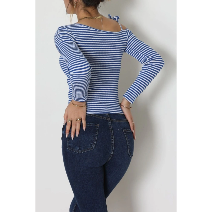 Tek Omuz Detaylı Likralı Kaşkorse Bluz Lacibeyaz - 51091.1567.