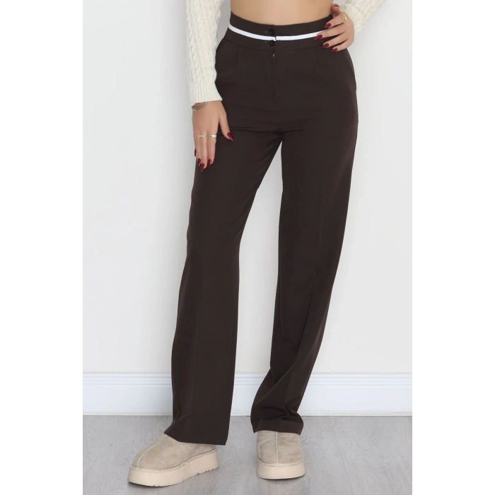 Tek Pile Ekstraforlu Palazzo Pantolon Kahverengi - 50054.1920.