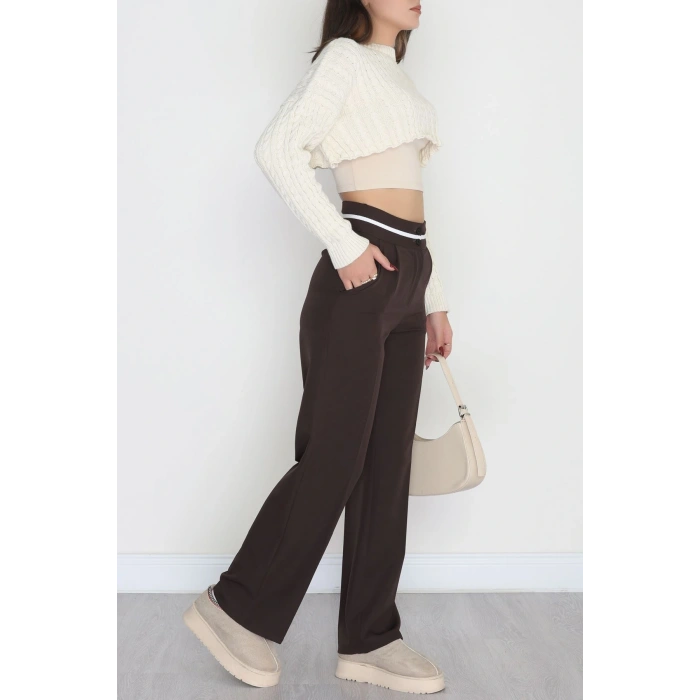 Tek Pile Ekstraforlu Palazzo Pantolon Kahverengi - 50054.1920.