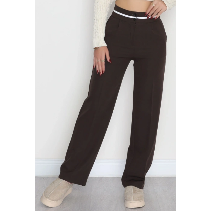 Tek Pile Ekstraforlu Palazzo Pantolon Kahverengi - 50054.1920.