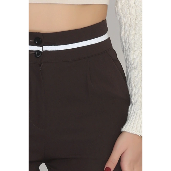 Tek Pile Ekstraforlu Palazzo Pantolon Kahverengi - 50054.1920.