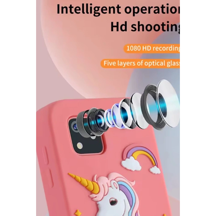 Telefon Modelli Çocuk Dijital Fotoğraf Makinası Çift Kameralı Dokunmatik Ekran 2.0 Ekran