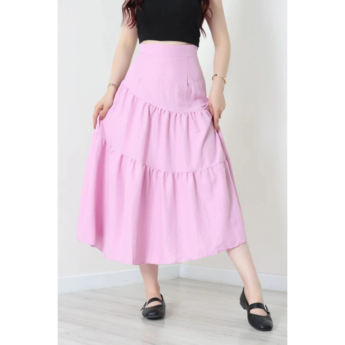 Terikoton Büzgülü Etek Pembe - 8170.1437.