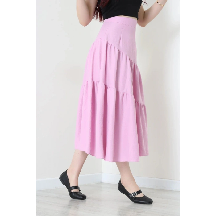Terikoton Büzgülü Etek Pembe - 8170.1437.