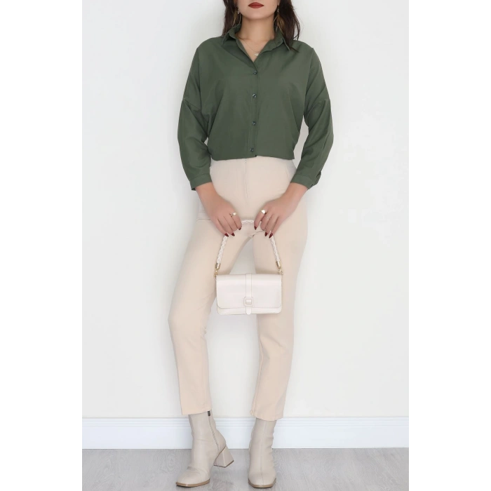 Terikoton Oversize Gömlek Açıkhaki - 30840.1949.