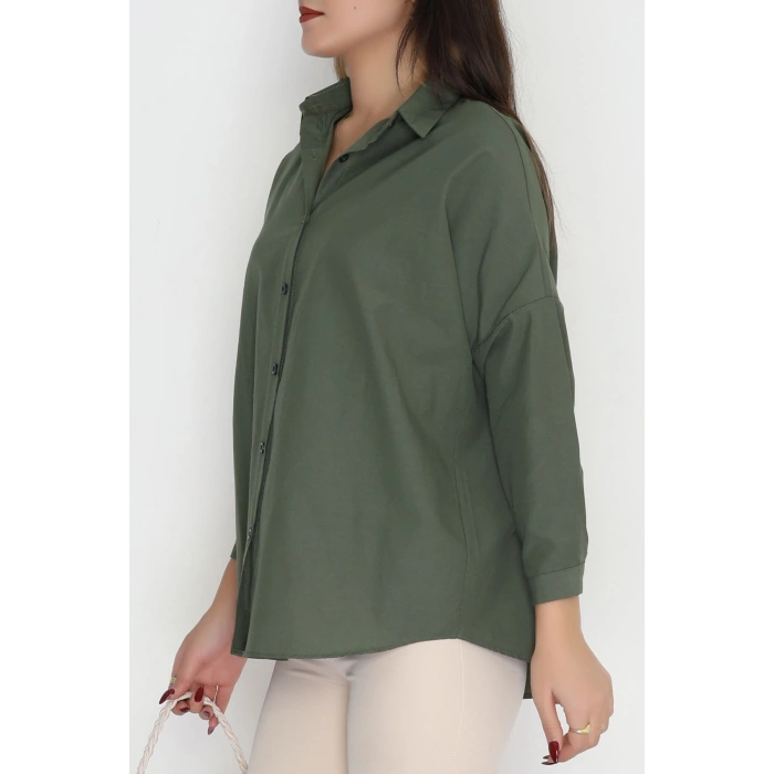 Terikoton Oversize Gömlek Açıkhaki - 30840.1949.