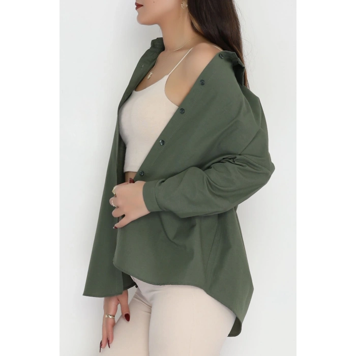 Terikoton Oversize Gömlek Açıkhaki - 30840.1949.
