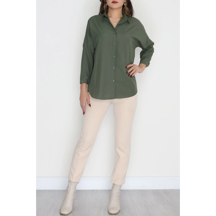 Terikoton Oversize Gömlek Açıkhaki - 30840.1949.