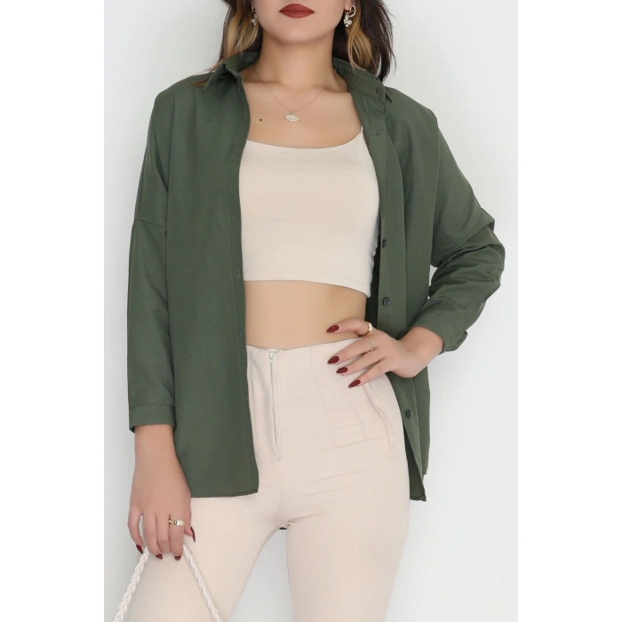 Terikoton Oversize Gömlek Açıkhaki - 30840.1949.