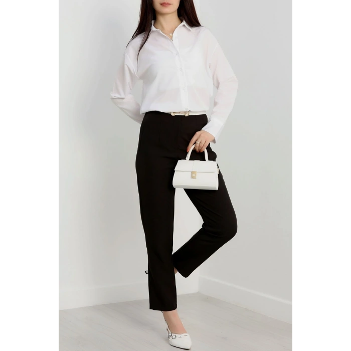 Terikoton Oversize Gömlek Beyaz - 30829.1949.