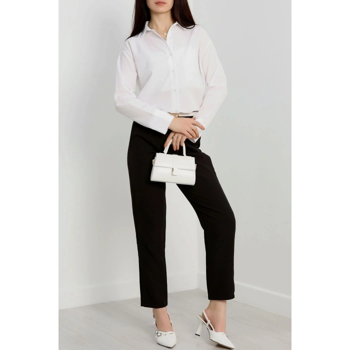 Terikoton Oversize Gömlek Beyaz - 30829.1949.