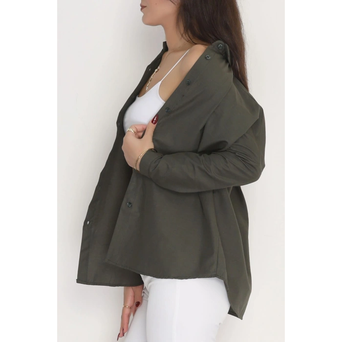 Terikoton Oversize Gömlek Haki - 30840.1949.