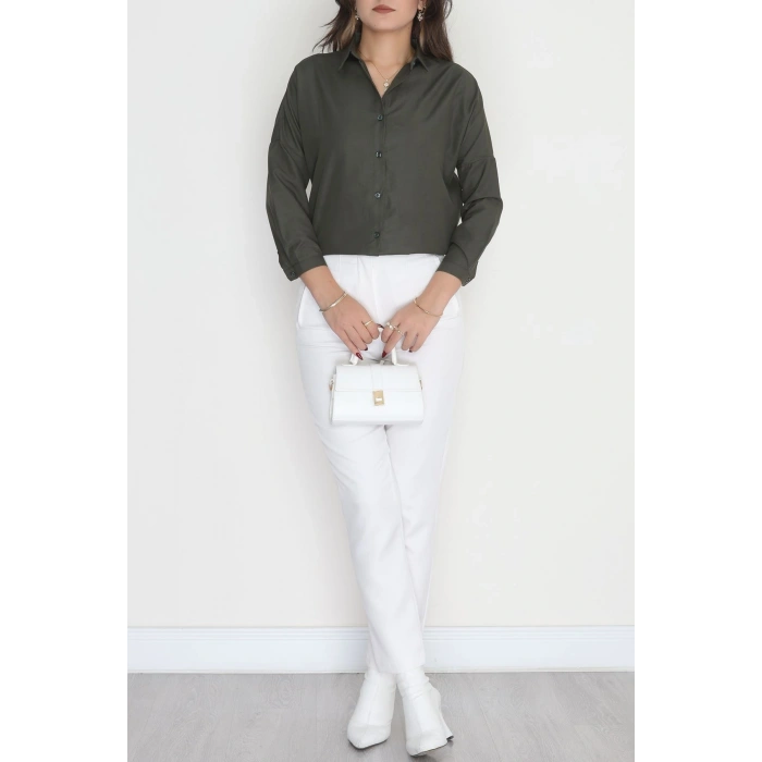 Terikoton Oversize Gömlek Haki - 30840.1949.