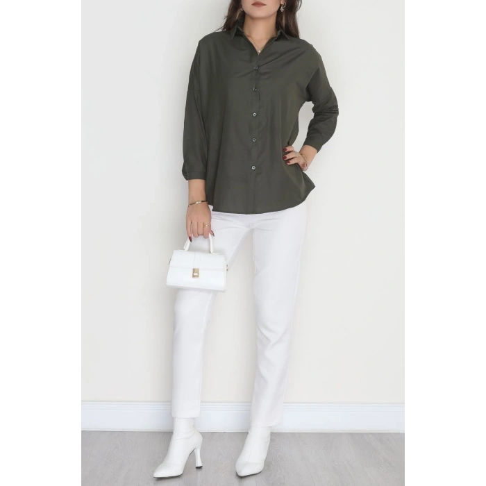 Terikoton Oversize Gömlek Haki - 30840.1949.