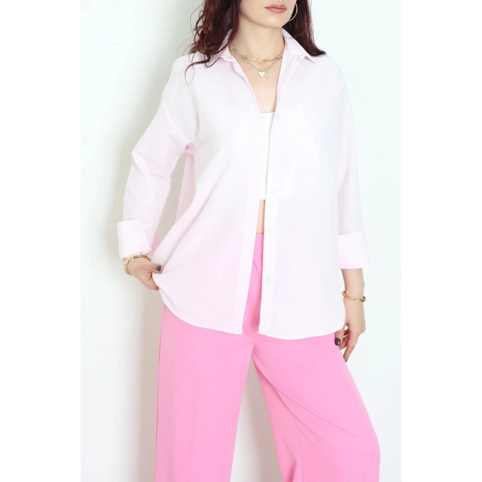 Terikoton Oversize Gömlek Tozpembe - 30829.2111.