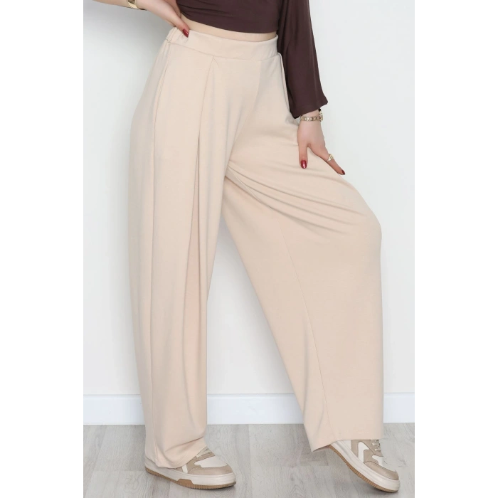 Ters Pileli Modal Pantolon Bej - 4082.1247.