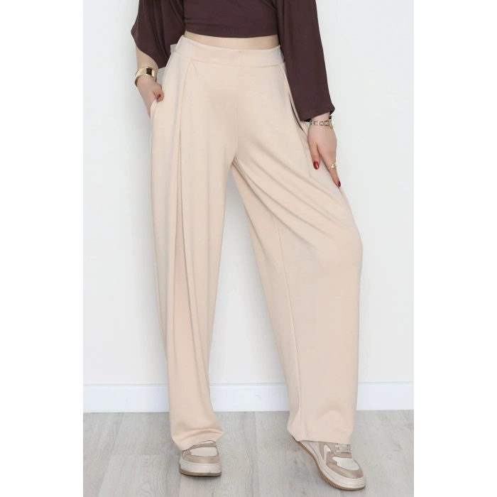 Ters Pileli Modal Pantolon Bej - 4082.1247.
