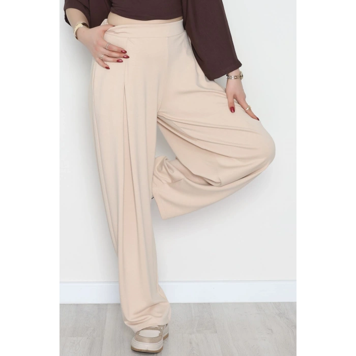 Ters Pileli Modal Pantolon Bej - 4082.1247.