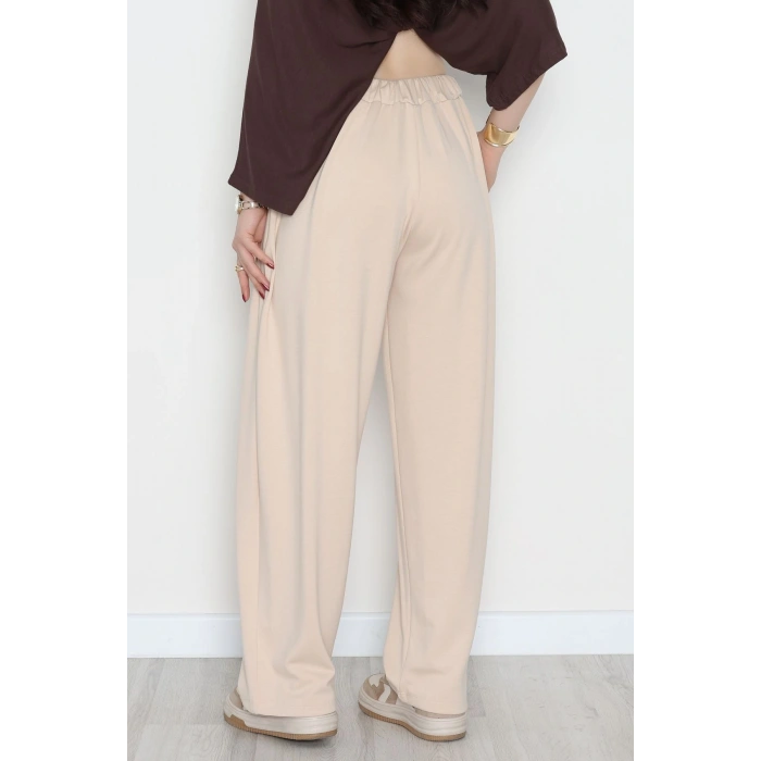 Ters Pileli Modal Pantolon Bej - 4082.1247.