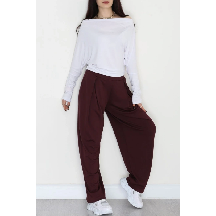 Ters Pileli Oysho Pantolon Mürdüm - 4082.1247.