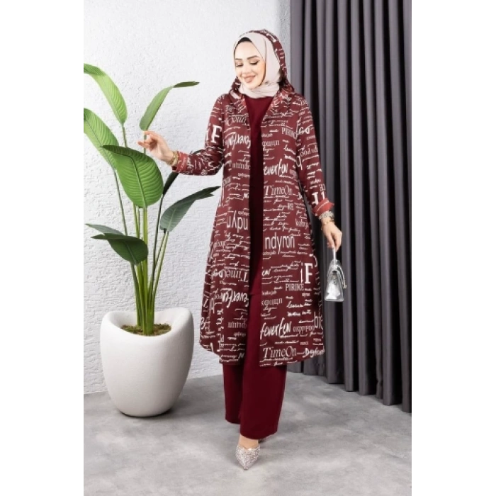 Tesettür 3 lü Takım vişne