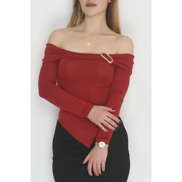 Toka Detaylı Bluz Bordo - 4135.1748.