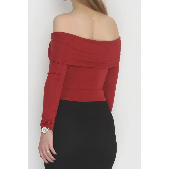 Toka Detaylı Bluz Bordo - 4135.1748.
