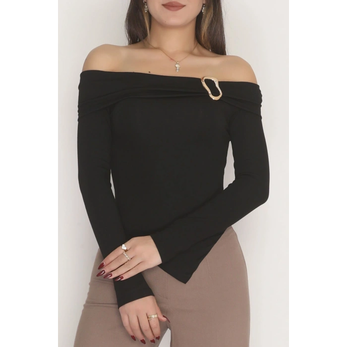 Toka Detaylı Bluz Siyah - 4135.1748.