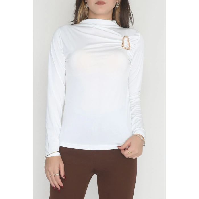 Toka Detaylı Sandy Bluz Ekru - 42666.1949.