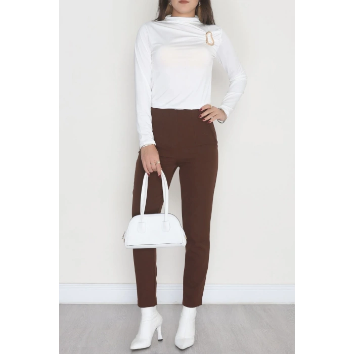 Toka Detaylı Sandy Bluz Ekru - 42666.1949.