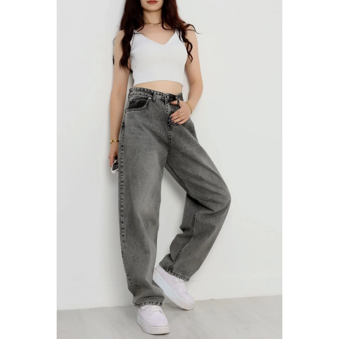 Tokalı Baggy Kot Pantolon Açıkfüme - 31159.2059.