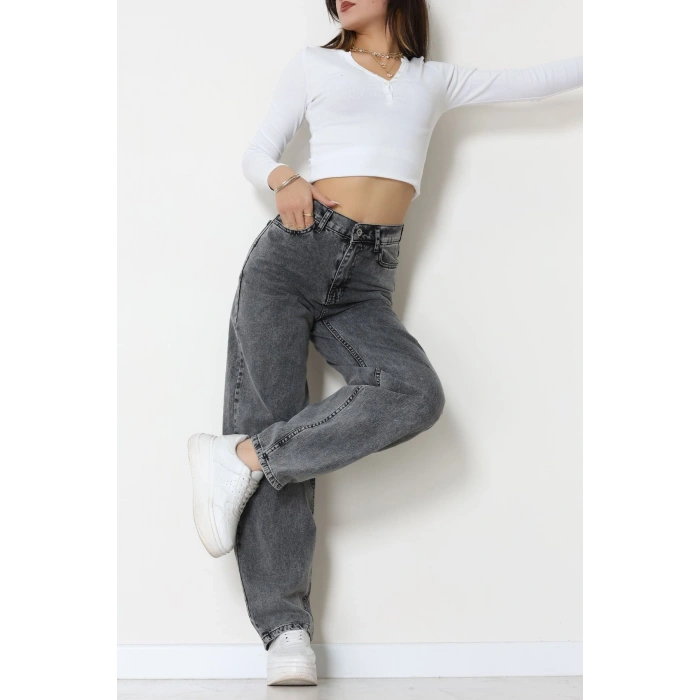 Tokalı Baggy Kot Pantolon Açıkfüme - 31558.2088.