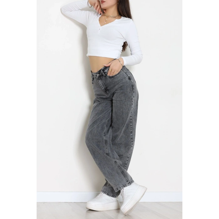 Tokalı Baggy Kot Pantolon Açıkfüme - 31558.2088.