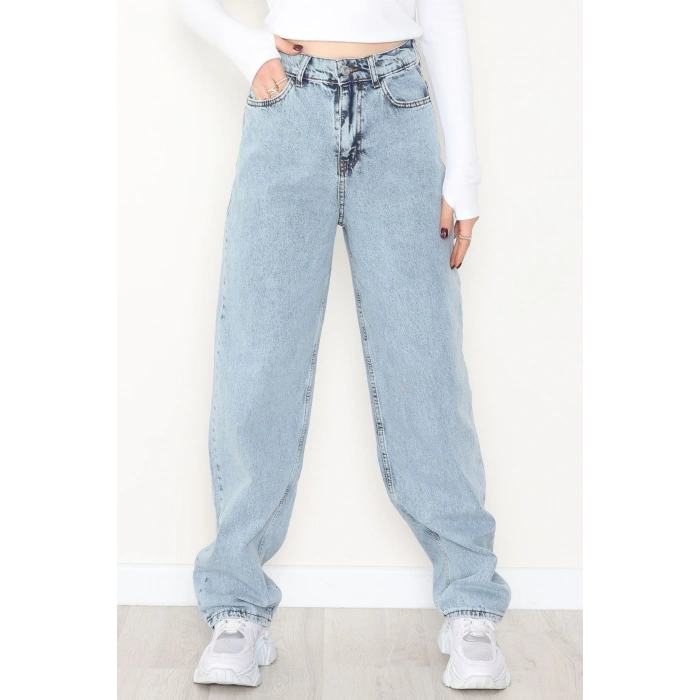 Tokalı Baggy Kot Pantolon Buzmavi - 31558.2088.