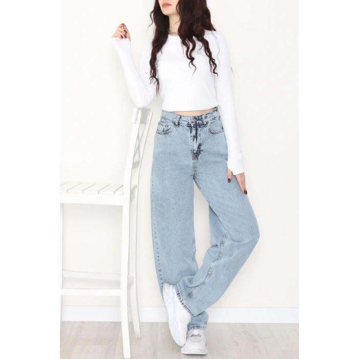 Tokalı Baggy Kot Pantolon Buzmavi - 31558.2088.