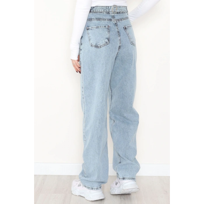 Tokalı Baggy Kot Pantolon Buzmavi - 31558.2088.