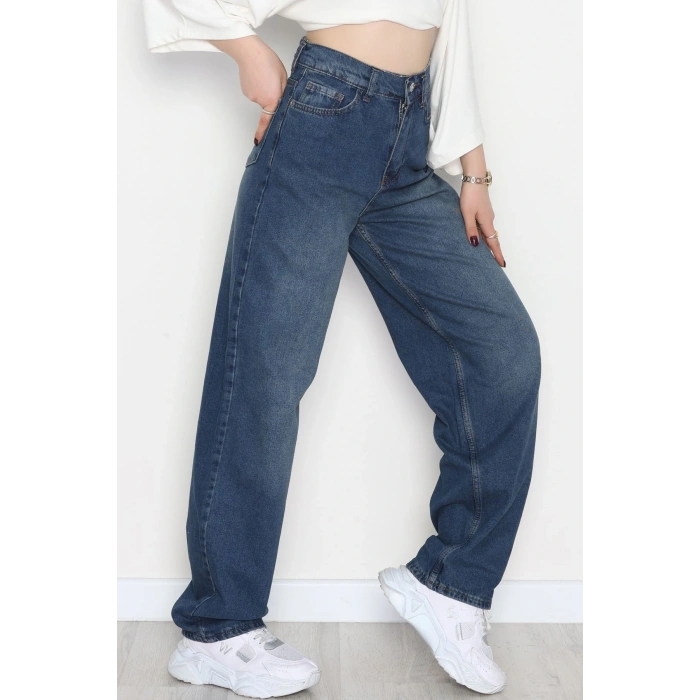 Tokalı Baggy Kot Pantolon Lacivert - 31558.2088.