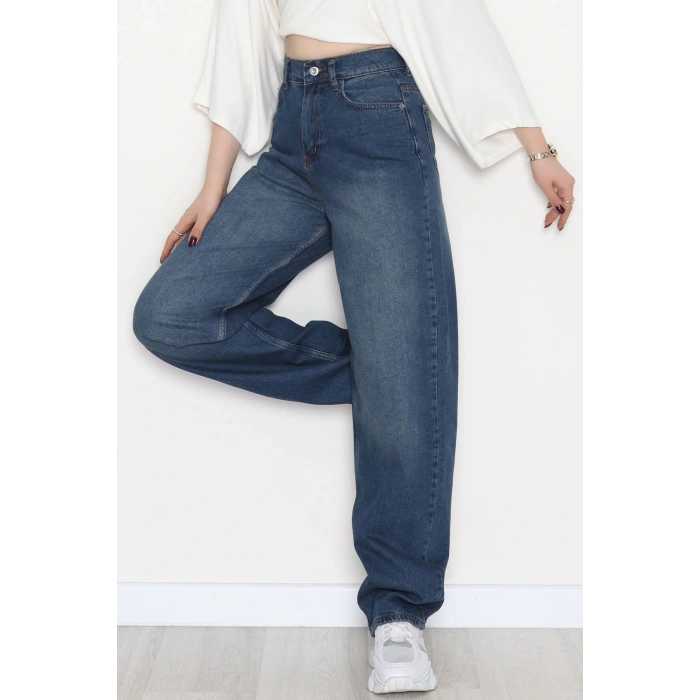 Tokalı Baggy Kot Pantolon Lacivert - 31558.2088.