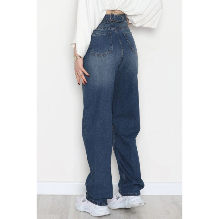 Tokalı Baggy Kot Pantolon Lacivert - 31558.2088.