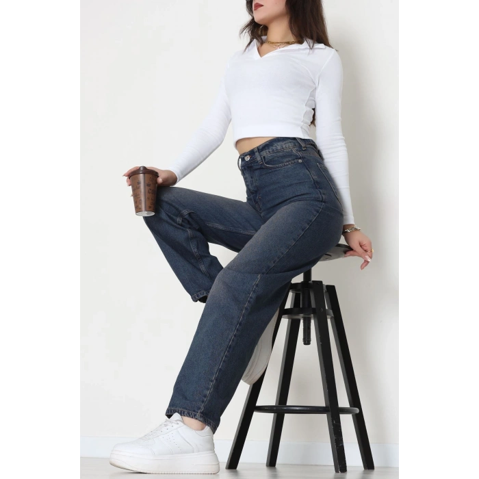 Tokalı Baggy Kot Pantolon Mavitint - 31558.2088.