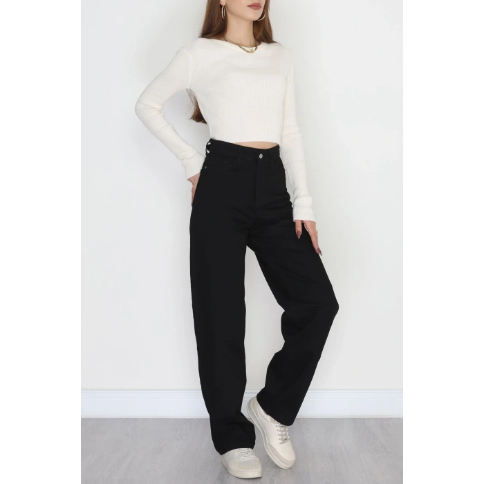 Tokalı Baggy Kot Pantolon Siyah - 31558.2088.