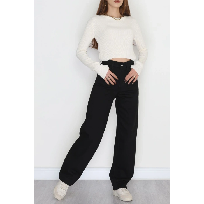 Tokalı Baggy Kot Pantolon Siyah - 31558.2088.