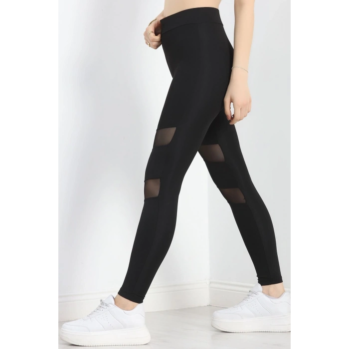 Tül Detaylı Dalgıç Tayt Siyah - 50060.1098.