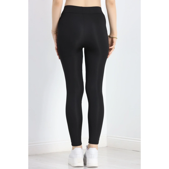 Tül Detaylı Dalgıç Tayt Siyah - 50060.1098.