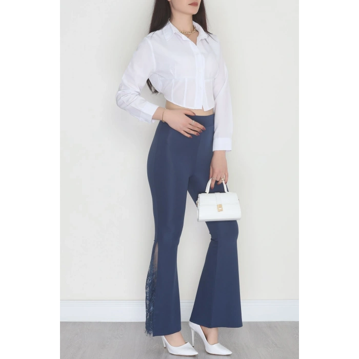 Tüllü İspanyol Paça Tayt İndigo - 50886.1905.