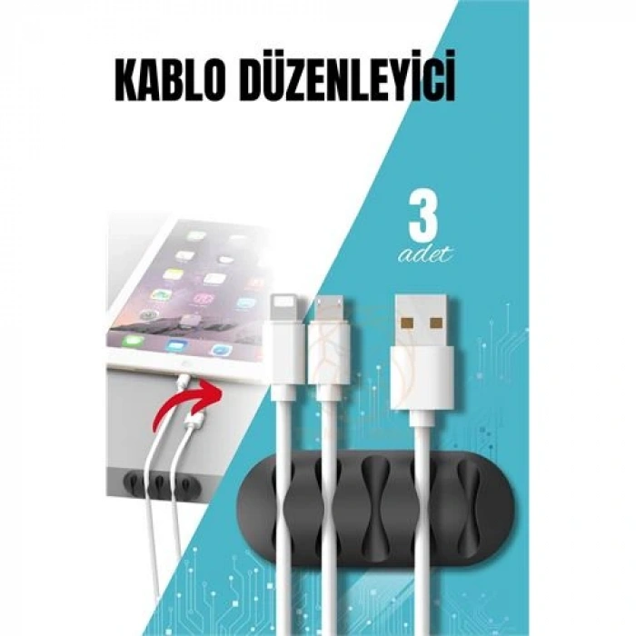 Turk Yapışkanlı Kablo Düzenleyici Klips 3 ADET