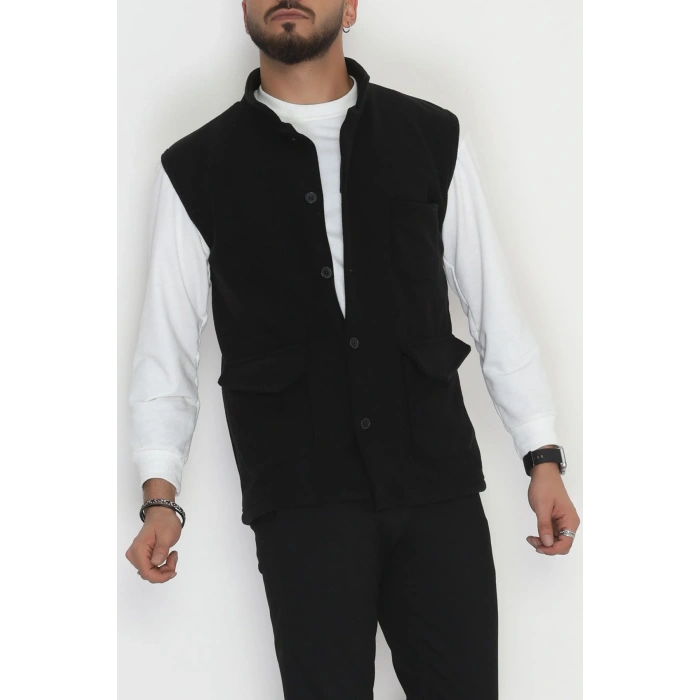 Tüylenmeyen Erkek Polar Yelek Siyah - 42598.1937.